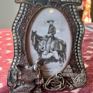 Brown and Silver Western Photo Frame resin